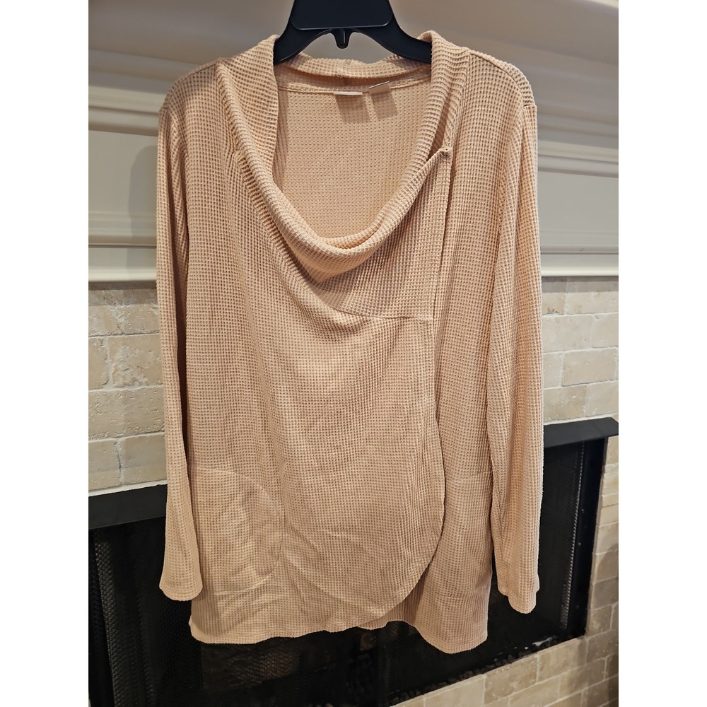 Chicos Zenergy Pink Wrap Tunic Size 2 Plus Size Waffle Knit